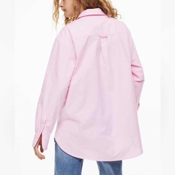 H&M Light Pink Oxford Shirt- Oversized Button Up Women’s Size Small Brand New - Picture 6 of 7